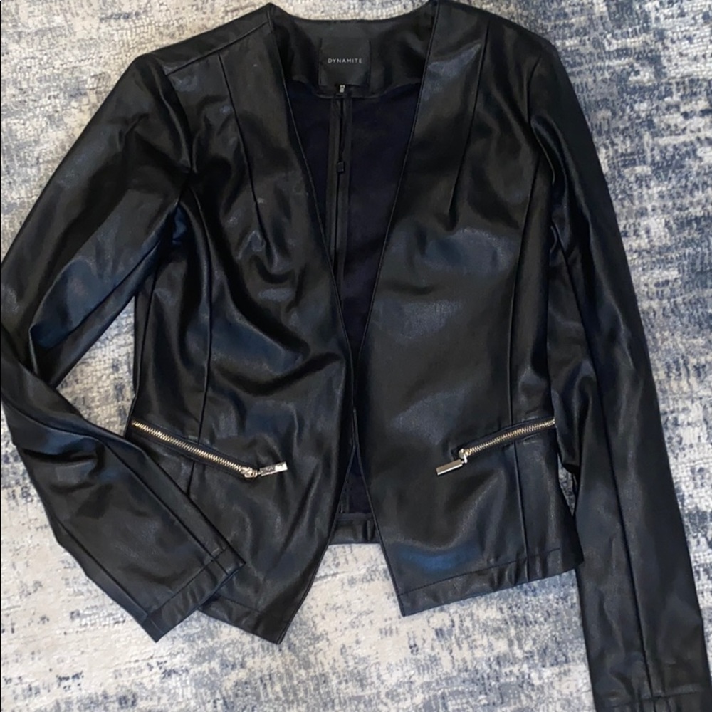 Synthetic leather blazer